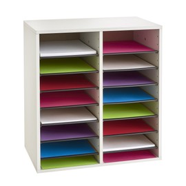 Safco Products Wood Adjustable Literature Organizer, 16 Compartment 9422GR, Gray, Durable Construction, Adjustable Shelves