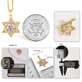 Star of David Necklace Birthstone Star of David Necklace: Delicate Small Necklace Pendant | Jewish Star Necklace, 14 Carat Gold Jewellery Gift for Women, Brass, Zircon