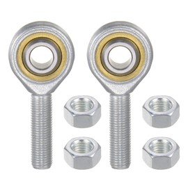 Kozelo 2pcs POSB6 Rod End Joint Bearing - [3/8" Bore, 3/8-24 UNF Right Hand Thread] Male Rod End with Jam Nuts, 45# Carbon Steel