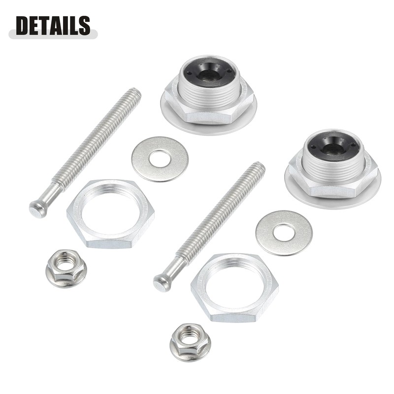 X AUTOHAUX Silver Tone Bumper Lock Latch Hood Lock Push