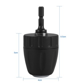 0.8‑10MM Keyless Adapter Chuck, 3/8" 24UNF Thread Quick Change Adapter with 1/4" Hex Shank Keyless Chuck Hex Shank Black