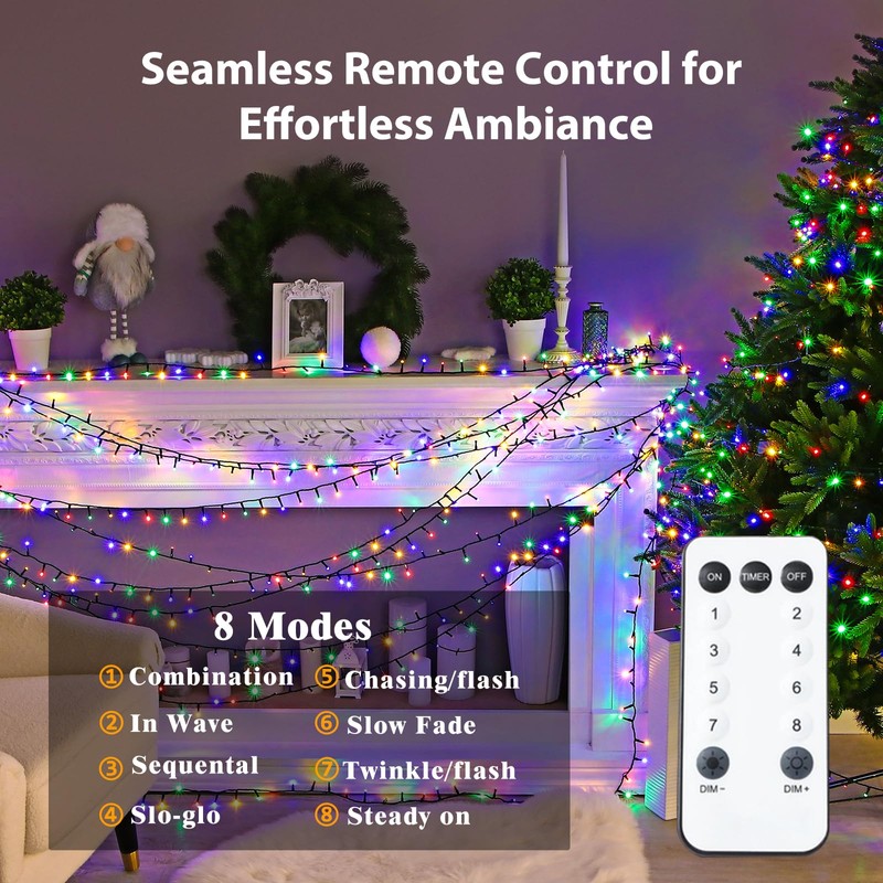 XmasBokeh String Lights Plug 300LED 30m Multicolor 8 Modes Timer