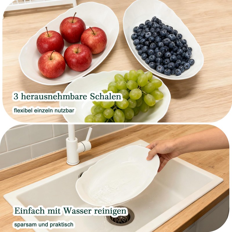 LIBWYS 3-Tier Plastic Fruit Bowl - Multi-Level Fruit Basket with