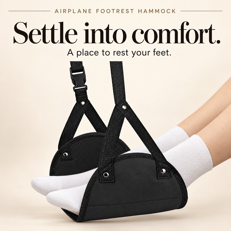 Adjustable Airplane Footrest for Travel – Lightweight Hanging Foot Hammock
