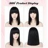 G&T Wig Black Bob Wig with Bangs 14inch Straight Bob