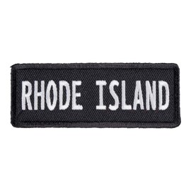 PatchStop State of Rhode Island Iron On Patches for Clothing | Sew On Motorcycle Patch for Jackets Backpacks Luggage Suitcase | Black and White 3.25x1.25in Embroidered United States DIY Applique