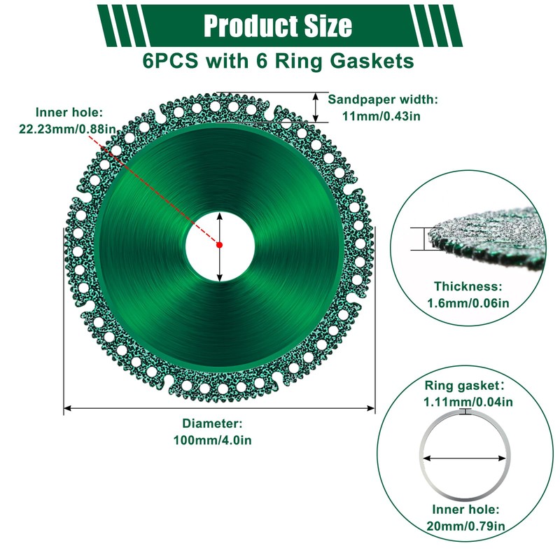 Coldairsoap 6Pcs Indestructible Disc for Grinder 4 Inch, Indestructible Disc