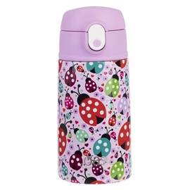 Oasis Stainless Steel Double Wall Insulated Kid's Drink Bottle W/Sipper Straw 400Ml - Lovely Ladybugs