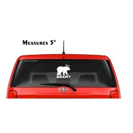 csRetro BEER Deer + Bear Parody Comedy Funny Hunting Hunter Vinyl Decal Truck Sticker