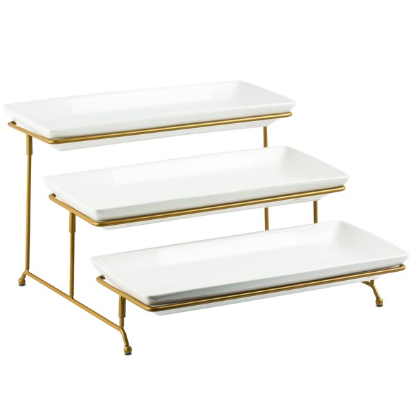 YHOSSEUN Large Tiered Serving Stand with Platters 3 Tier Serving
