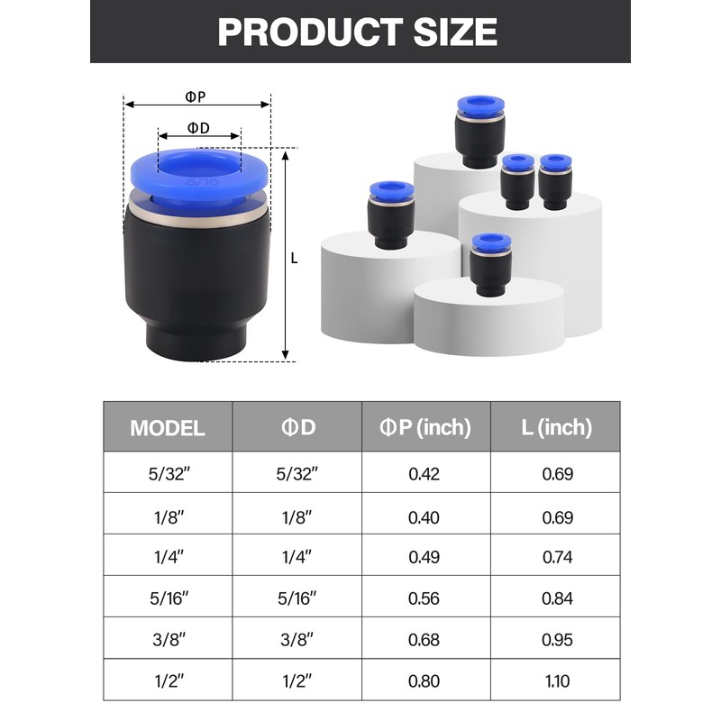 36PCS Push-to-Connect Air Line Fitting Plug, Kalolary Quick Connect End