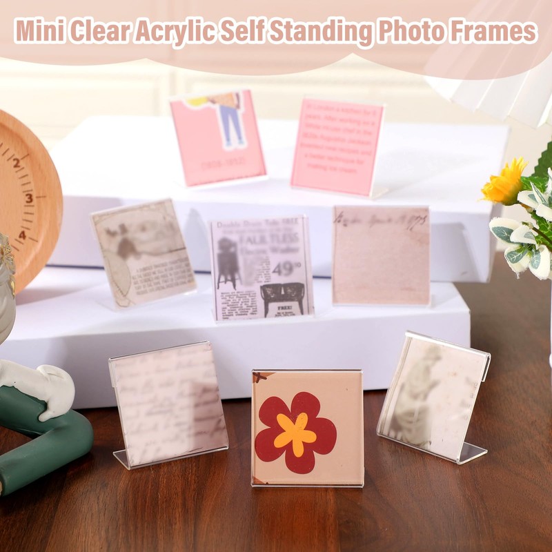 Chunful 12 Pack Clear Acrylic Self Standing Photo Frames Small