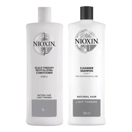 Kit Shampoo Y Acondicionador Cabello Anticaida Nioxin 1 1l                                                                                            