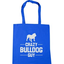 Hippowarehouse Crazy Bulldog guy Tote Shopping Gym Beach Bag 42cm x38cm, 10 litres