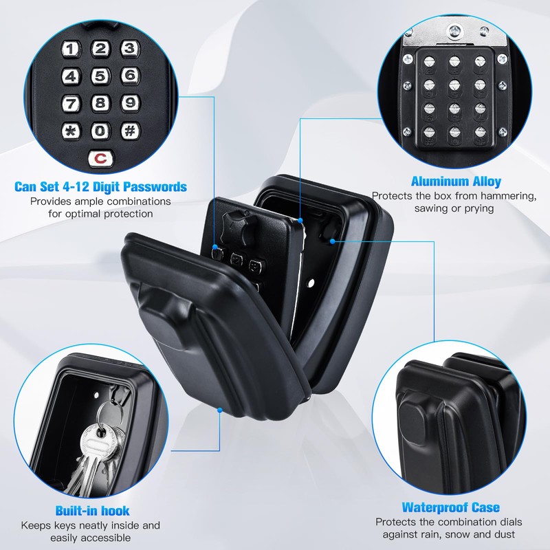 Thlevel Key Lock Box for Outside, Key Safe Wall Mounted