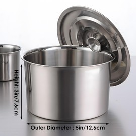 16oz/450ml Stainless Steel Stock Pot, 3 x 5in Stockpot with Lid Induction Pot Small Cooking Pot for Soup, Seafood, Stock, Canning