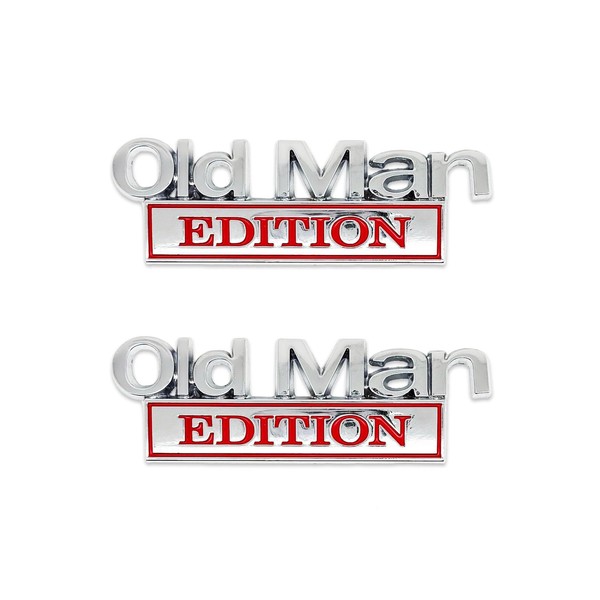 2Pcs Old Man Edition Car Stickers Emblem Metal Badge Bumper