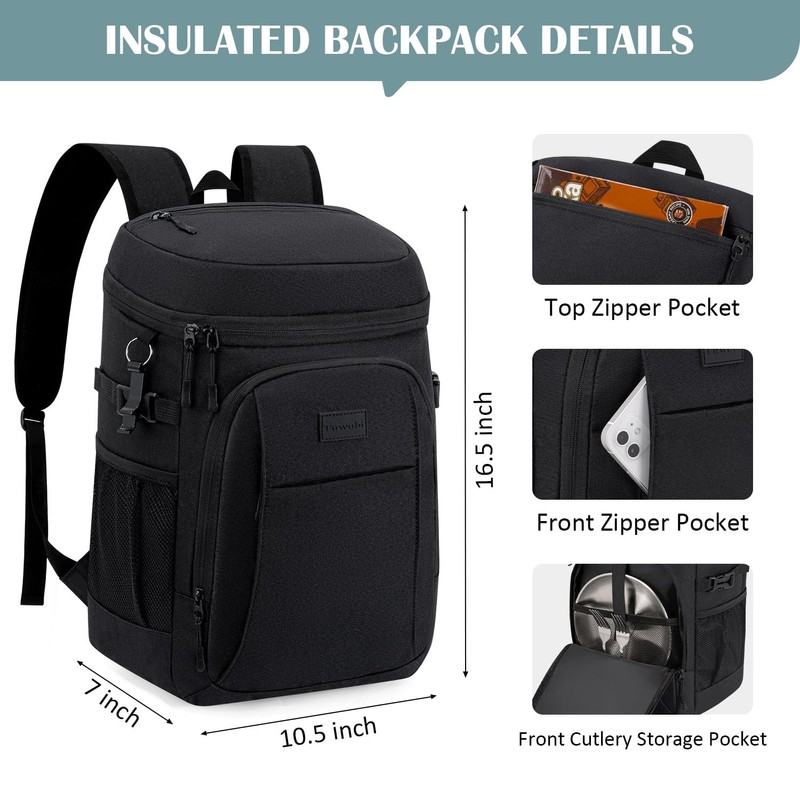 Tuwubi Cooler Backpack 35 Cans, Backpack Coolers Insulated Leak Proof