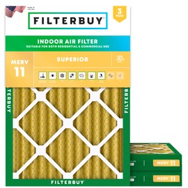 Filterbuy 18x25x2 Air Filter MERV 11 Allergen Defense (3-Pack), Pleated HVAC AC Furnace Air Filters Replacement (Actual Size: 17.50 x 24.50 x 1.75 Inches)