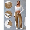 Fisoew Women's Baggy Wide Leg Track Pants Casual Drawstring Elastic