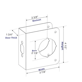 SUMBIN Door Guard Reinforcer 1-3/4-Inch Thick by 2-3/8-Inch Backset 2-1/8-Inch Bore Door Guard with Stainless Steel Color