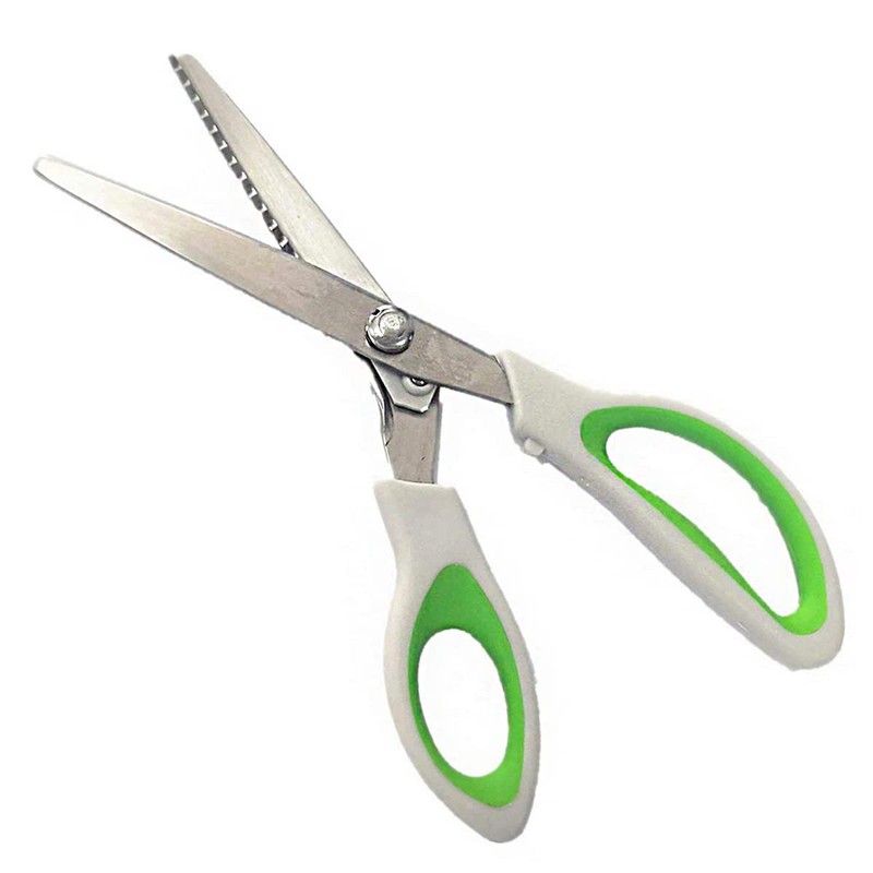 Pinking Shears Zigzag Scissors Stainless Steel Polypropylene Grey & Green