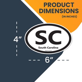 Magnet Me Up SC South Carolina US State Oval Magnet Decal, 4x6 Inches, Heavy Duty Automotive Magnet for Car Truck SUV, Any Magnetic Surface, The Palmetto State, Collectible Souvenirs, Crafted in USA