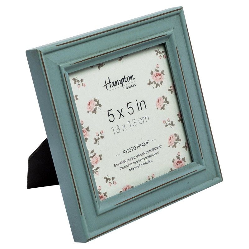 Hampton Frames PALOMA Distressed Square Picture Photo Frame Blue 5x5