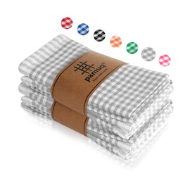 pamuq® Cotton Tea Towels - 100% | Set of 5 | 45 x 65 cm + Hanging Loop | Checked Vintage Look | Kitchen Tea Towels, Cotton Cleaning Cloths, Kitchen Towels