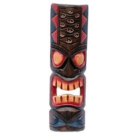 FOREVER BAMBOO 20 in. Classic Tahitian Dot Art Tiki Mask Outdoor Wood Art Decoration