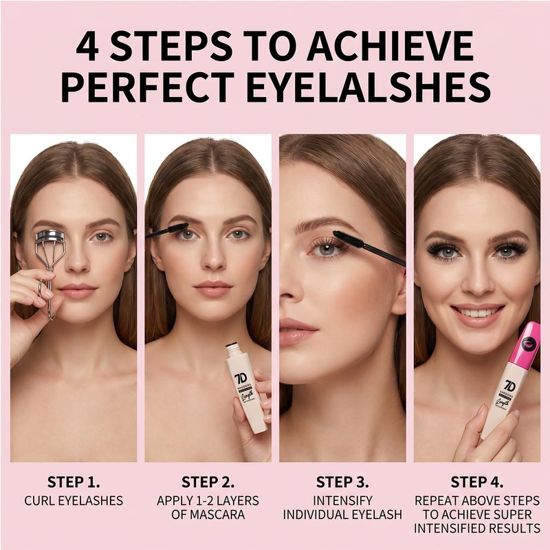 MOTIBACK 7D Black Mascara Waterproof Volumizing Lengthening Curling Eye Makeup