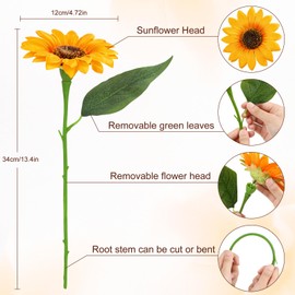 iuqiepo 10 Pcs Artificial Sunflowers, Sunflowers Artificial Flowers Suitable for Home Decoration, Wedding Decoration, Party Decoration, Fake Sunflowers (without vase)
