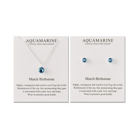 Philip Jones March (Aquamarine) Birthstone Necklace & Earrings Set Created with Zircondia® Crystals