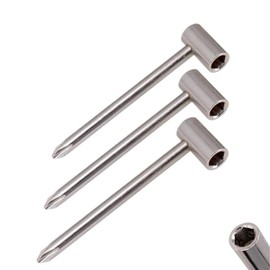 Guitar Pipe Wrench Truss Rod Neck Adjustment, Box Wrench, 0.25 inch (6.35 mm), 0.3 inch (7 mm), 0.3 inch (8 mm), 3-piece Set, Guitar Repair, Hexagonal Wrench, Guitar Parts, Silver/Black (Silver, 2.5
