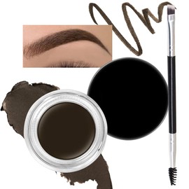 evpct 2Pcs Eyebrows Gel Brow Pomade Set with Dual-ended Brush Long lasting Waterproof pintura lapiz maquillaje pomada para delineador gel de cejas perfectas kit Eyebrow Powder Pencil Paste,EBONY