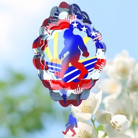 Bigfoot Wind Spinners Gift Patriotic Sasquatch Gifts for Women Men, 12 Inch Outdoor Metal 3D Wind Spinner Garden Yard Decor