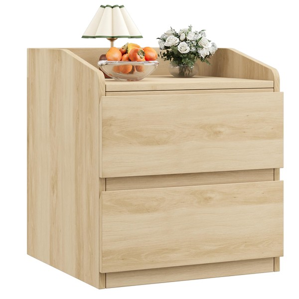 IDEALHOUSE Nightstand with Drawers Bedside Table, Light Wood End Table