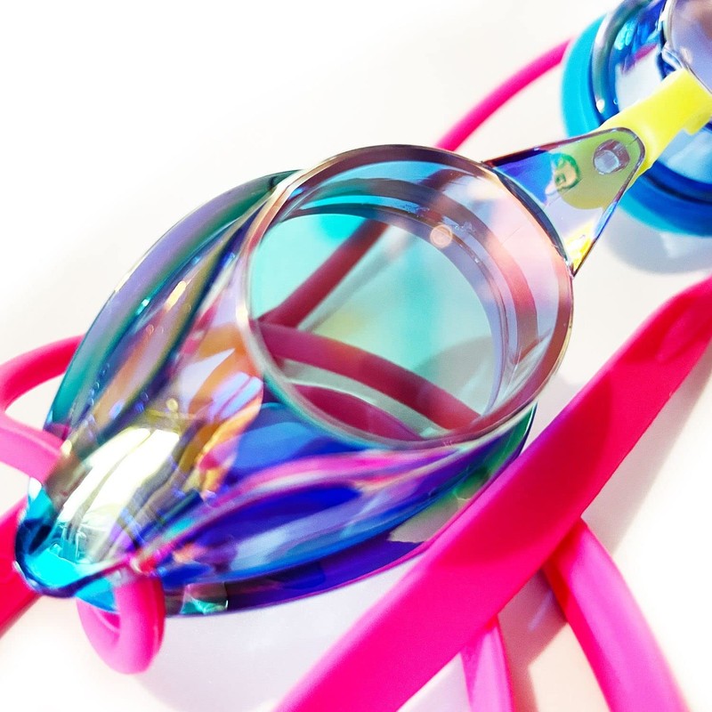 Swimz ATOM low profile Mirrored Racing/Training goggles - Blue/Pink