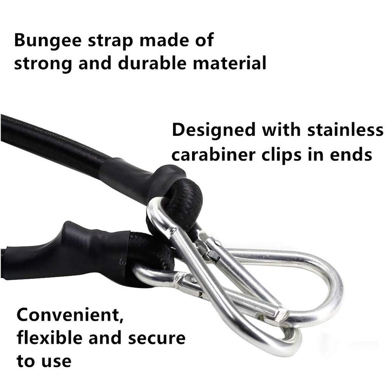DRERIO 2m Bungee Cord with Carabiner Heavy Duty Bungee Straps