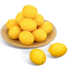 Tenorbass 12 Pcs Fake Lemons Decoration Faux Yellow Lemons Artificial Fruits Lemon Decor Kitchen 3.54 x 2.75 Inch Lemon for Summer Party Decorations, Table Decor, Photo Props