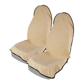 Universal Car Seat Cover Towel, Waterproof Washable Sweat Protection for Front Bucket Seats, Non-Slip Fit, Fits Cars SUVs Trucks, Ideal for Gym, Kids, Pets, Outdoor Sports, Travel (Beige, 2 Pack)