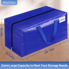 BlissTotes Moving Bags, Heavy Duty Moving Supplies & Storage Bags, Extra Large Packing Bags, Boxes with Tag Pockets, Collapsible Fold Flat Storage Totes, Alternative to Box and Bin, 125L, 6 Packs