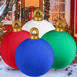 [Velvet] Inflatable Ornaments Balls Outdoor 4Pcs - 24 Inch Large Inflatable Christmas Ornaments, Reusable Blow Up Christmas Ornaments, Inflatable Christmas Balls Decorations for Yard | Tree | Indoor