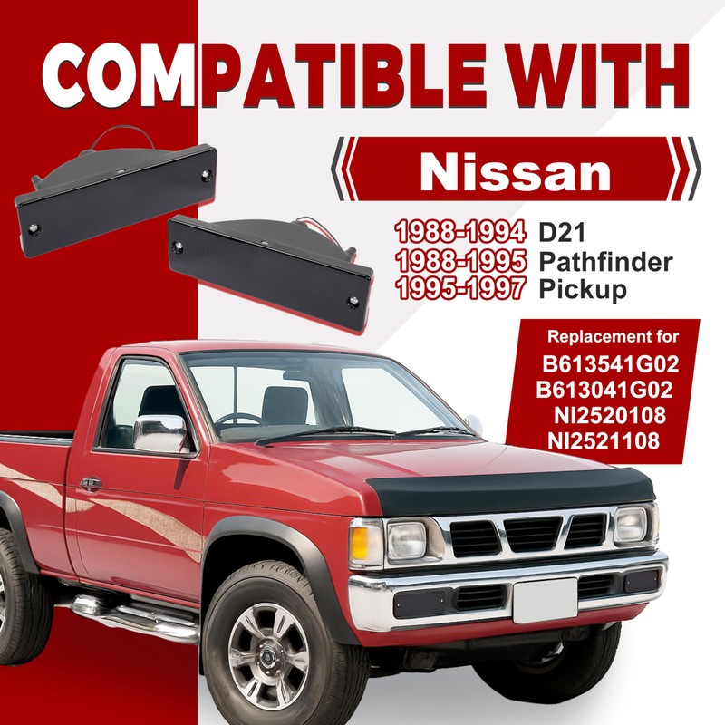 HECASA Pair Bumper Turn Signal Lights Compatible with 1988-1997 Nissan