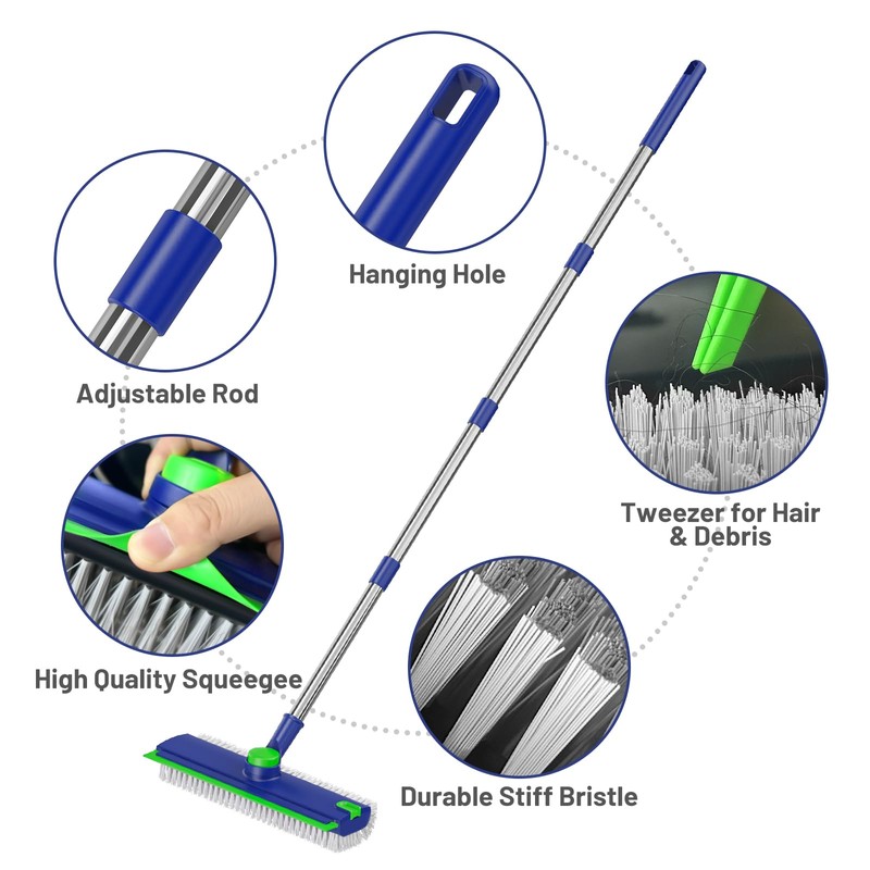 EHADOO 3 in 1 Floor Scrub Brush with Long Handle