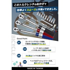 Samuriding Torque Wrench for Bicycles, 1/4 inch (6.35 mm), 2-24 Nm, Road Bike, 9.5 mm (3/8 inch) Conversion Adapter Included (Black)