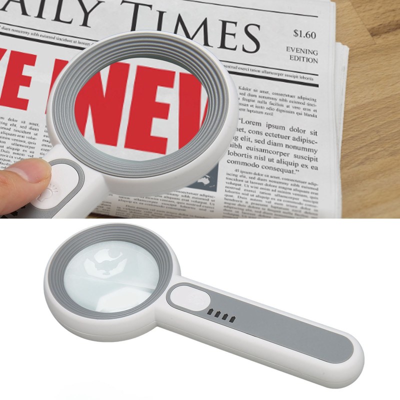 Handheld Magnifying Glass 5x Rechargeable Touch Control LED Light Handheld