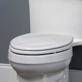 MAYFAIR 31SLOW Sculptured Teardrop Toilet Seat will Slow Close and Never Loosen, ROUND, Durable Enameled Wood, White