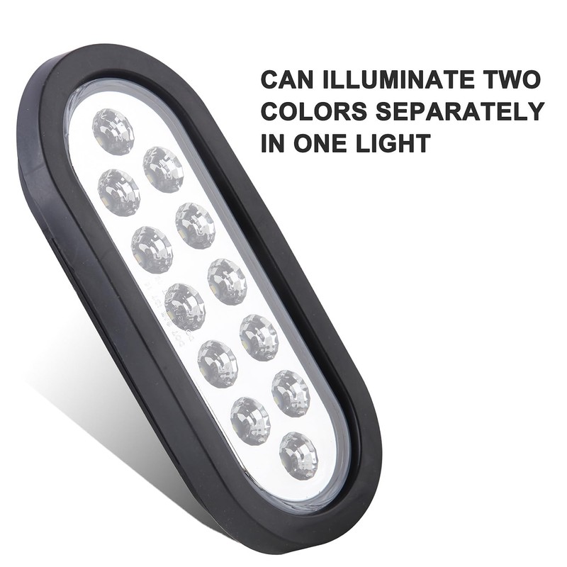 Partswcgg 4Pcs 6" Oval Red Stop Turn Tail Lights to
