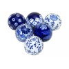 GLOBEDECOR Set/6 Blue Ceramic Orbs Decorative Balls Spheres Tray Vase